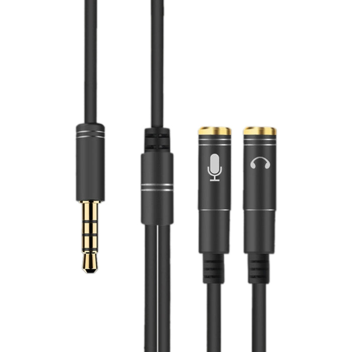 Divisor de cable de audio de alta elasticidad TPE 2 en 1 macho de 3,5 mm a doble hembra de 3,5 mm, longitud del cable: 32 cm