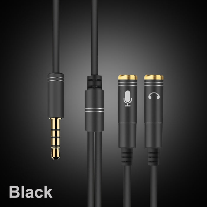 Divisor de cable de audio de alta elasticidad TPE 2 en 1 macho de 3,5 mm a doble hembra de 3,5 mm, longitud del cable: 32 cm