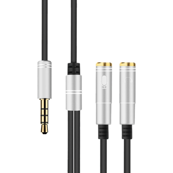 Divisor de cable de audio de alta elasticidad TPE 2 en 1 macho de 3,5 mm a doble hembra de 3,5 mm, longitud del cable: 32 cm