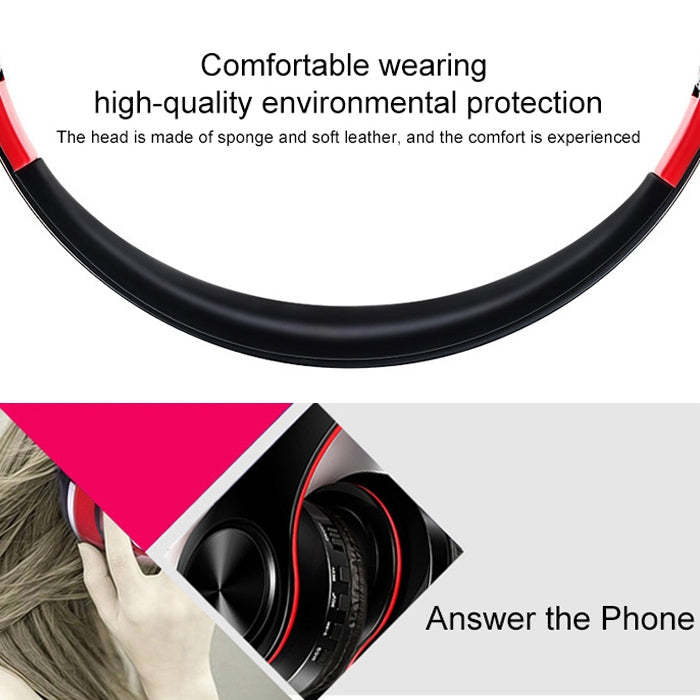 LPT660 Auriculares inalámbricos plegables deportivos con música estéreo y Bluetooth, compatibles con tarjeta TF