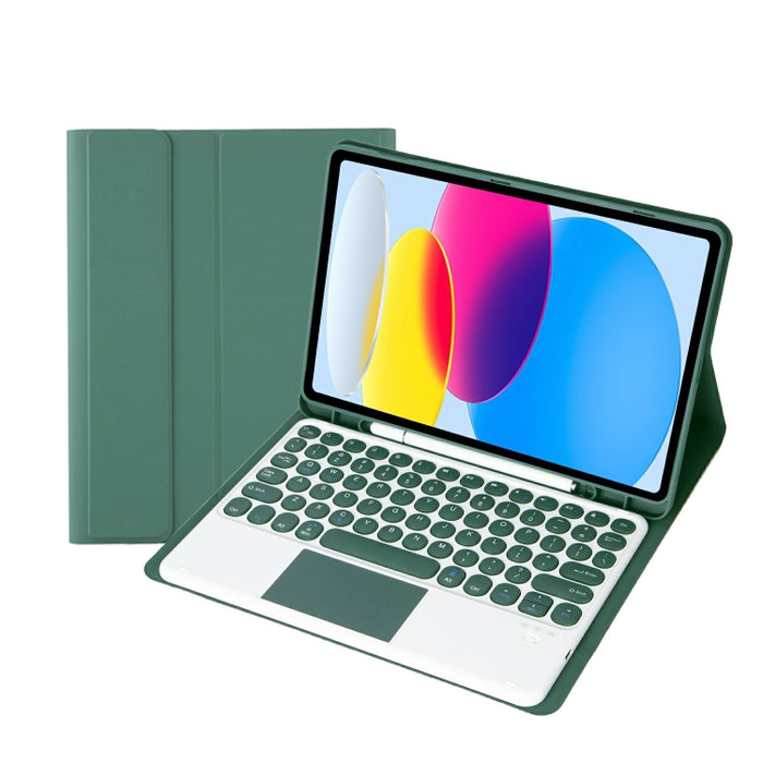 Funda de cuero para tableta con teclado táctil Bluetooth, textura de piel de cordero, con ranura para bolígrafo, para iPad 10.ª generación, 10,9, 2022, YA10B-A