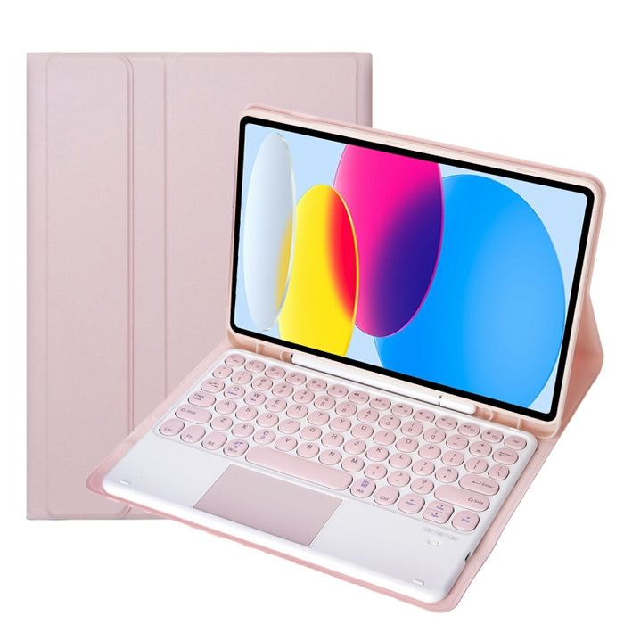 Funda de cuero para tableta con teclado táctil Bluetooth, textura de piel de cordero, con ranura para bolígrafo, para iPad 10.ª generación, 10,9, 2022, YA10B-A
