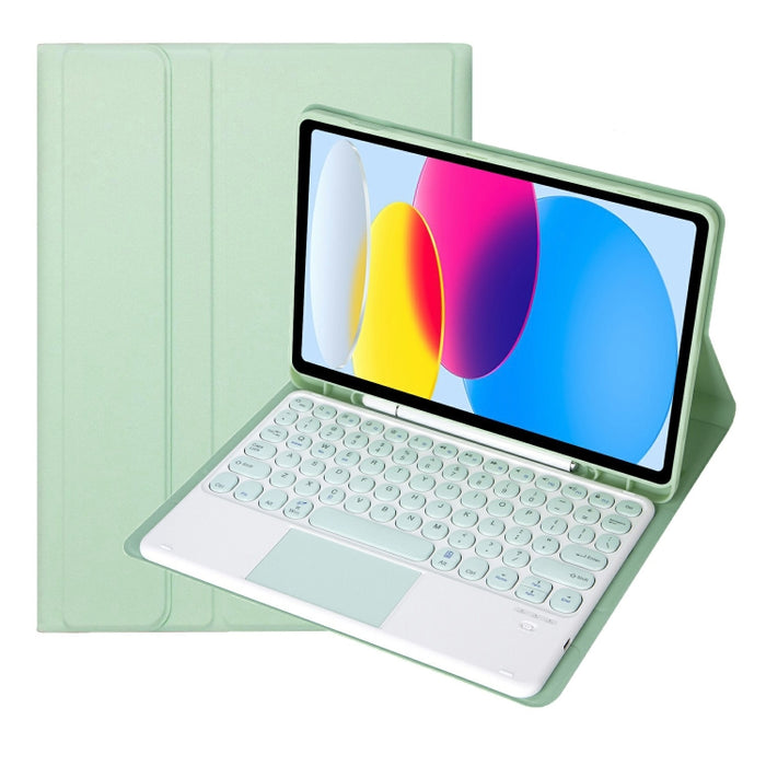 Funda de cuero para tableta con teclado táctil Bluetooth, textura de piel de cordero, con ranura para bolígrafo, para iPad 10.ª generación, 10,9, 2022, YA10B-A
