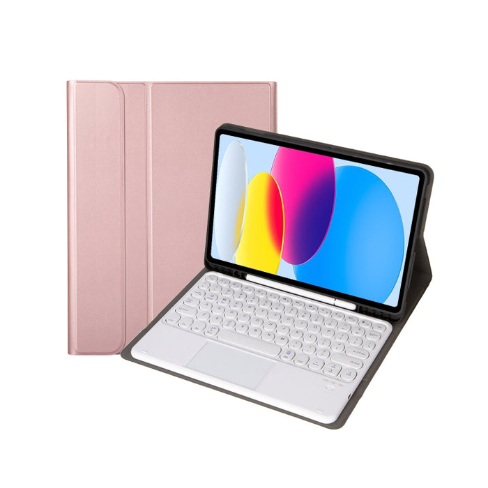 Funda de cuero para tableta con teclado táctil Bluetooth, textura de piel de cordero, con ranura para bolígrafo, para iPad 10.ª generación, 10,9, 2022, YA10B-A