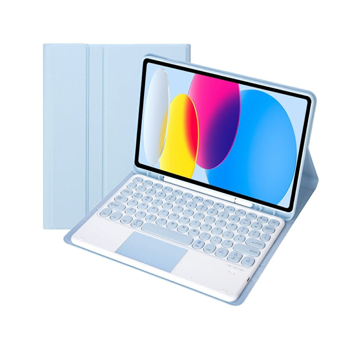 Funda de cuero para tableta con teclado táctil Bluetooth, textura de piel de cordero, con ranura para bolígrafo, para iPad 10.ª generación, 10,9, 2022, YA10B-A