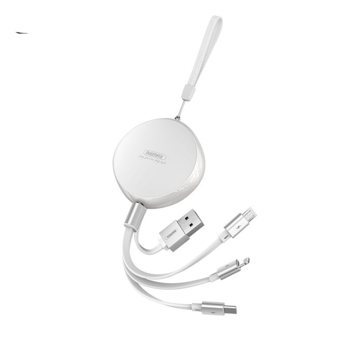 REMAX RC-185th 3 en 1 2.1A USB a 8 pines + USB-C / Type-C + Micro USB Sury Series Cable de datos de carga telescópico
