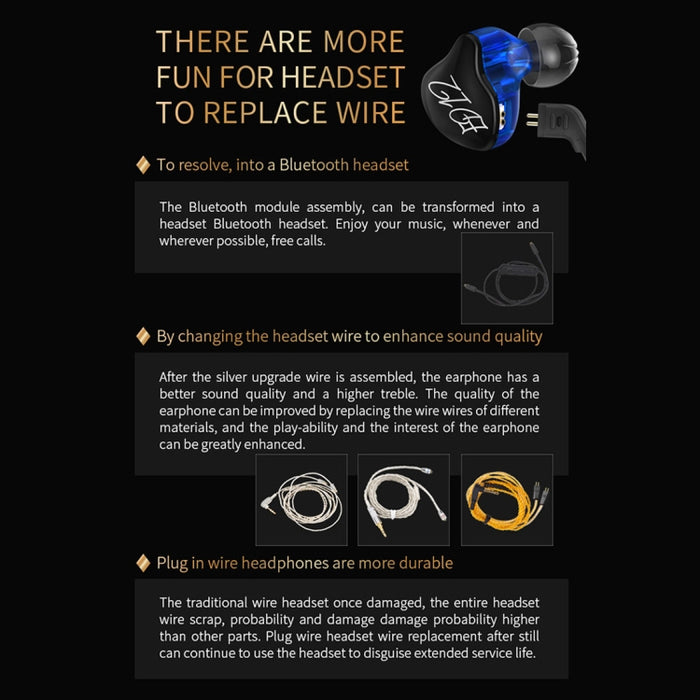 KZ ED12 Auricular con control de cable estilo intrauditivo con diseño deportivo y conector Jack de 3,5 mm, longitud del cable: 1,2 m
