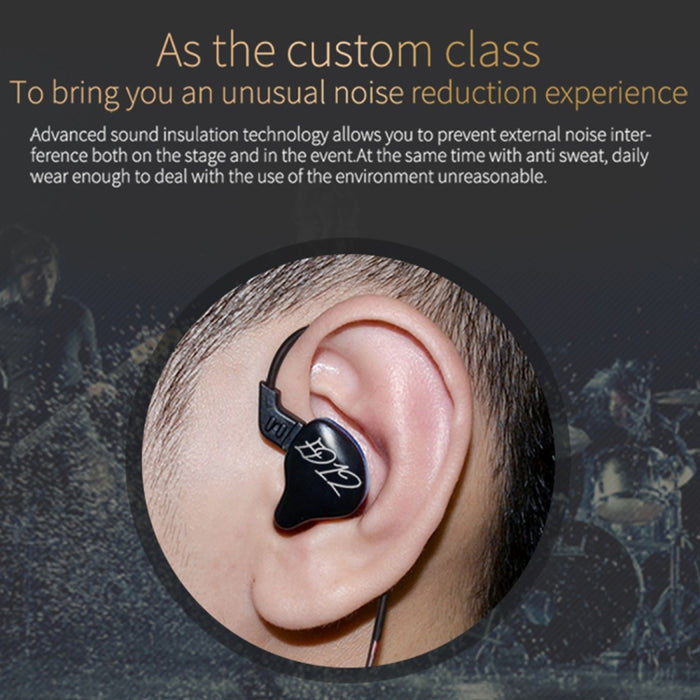 KZ ED12 Auricular con control de cable estilo intrauditivo con diseño deportivo y conector Jack de 3,5 mm, longitud del cable: 1,2 m