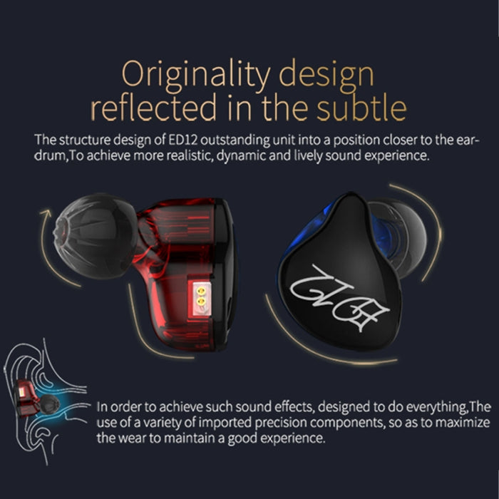 KZ ED12 Auricular con control de cable estilo intrauditivo con diseño deportivo y conector Jack de 3,5 mm, longitud del cable: 1,2 m