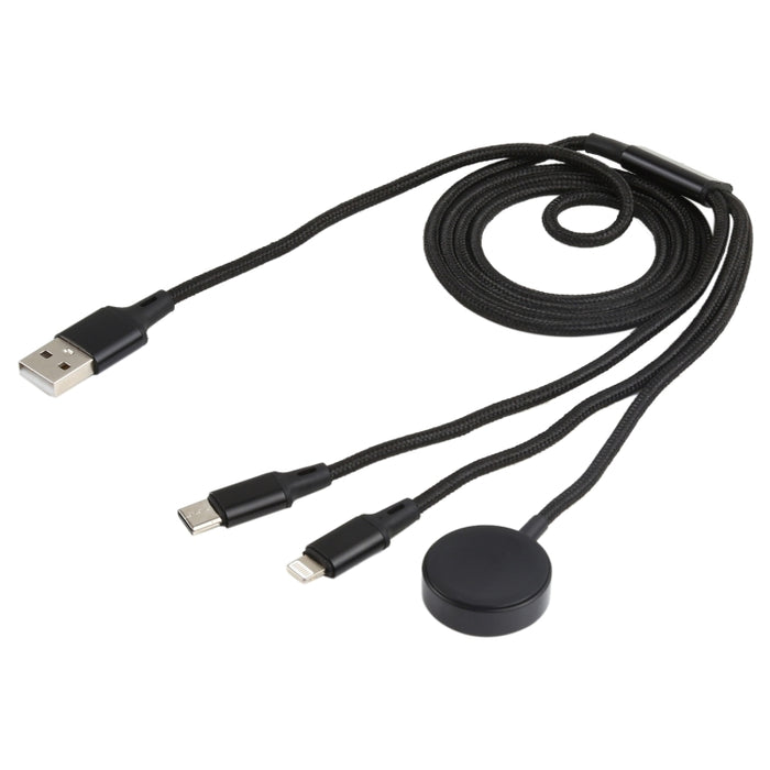 Para iPhone / Apple Watch 3 en 1 8 pines + Type-C / USB-C + Cable de carga multifunción con base de carga magnética, Longitud: 1 m