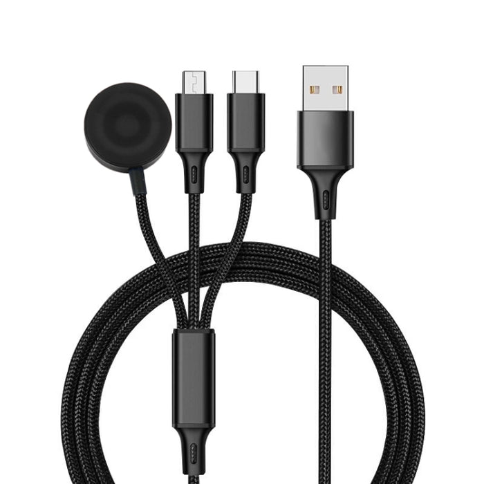 Para iPhone / Apple Watch 3 en 1 8 pines + Type-C / USB-C + Cable de carga multifunción con base de carga magnética, Longitud: 1 m