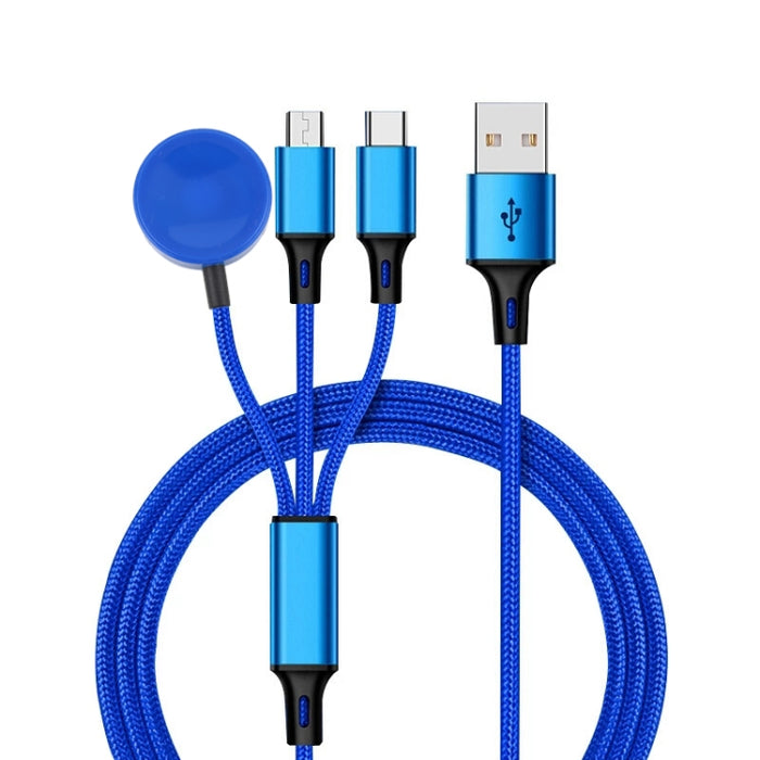 Para iPhone / Apple Watch 3 en 1 8 pines + Type-C / USB-C + Cable de carga multifunción con base de carga magnética, Longitud: 1 m