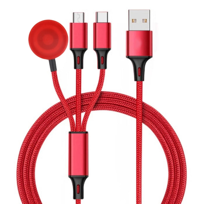 Para iPhone / Apple Watch 3 en 1 8 pines + Type-C / USB-C + Cable de carga multifunción con base de carga magnética, Longitud: 1 m