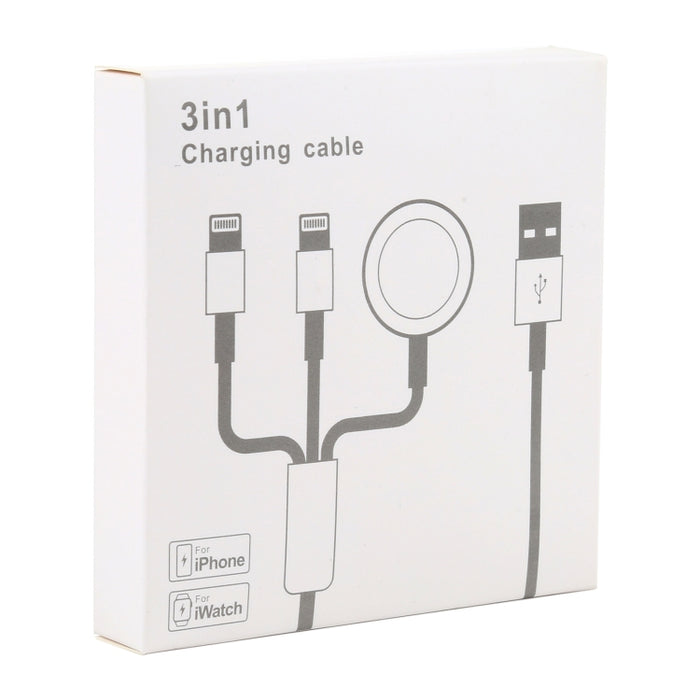 Para iPhone / Apple Watch 3 en 1 8 pines + Type-C / USB-C + Cable de carga multifunción con base de carga magnética, Longitud: 1 m