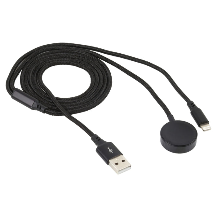 Para iPhone / Apple Watch 2 en 1 Cable de carga multifunción con base de carga magnética de 8 pines +, longitud: 1 m