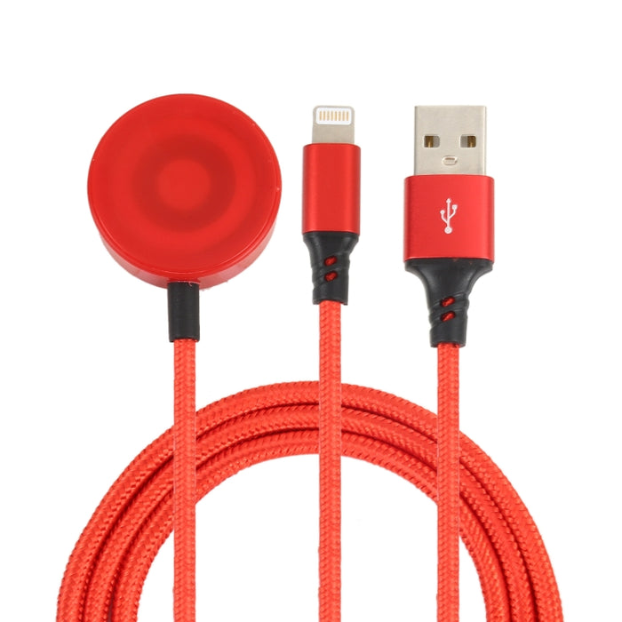 Para iPhone / Apple Watch 2 en 1 Cable de carga multifunción con base de carga magnética de 8 pines +, longitud: 1 m