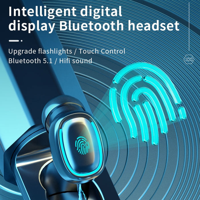 C1 Bluetooth 5.0 TWS Pantalla digital poligonal táctil Auricular Bluetooth inalámbrico verdadero con caja de carga