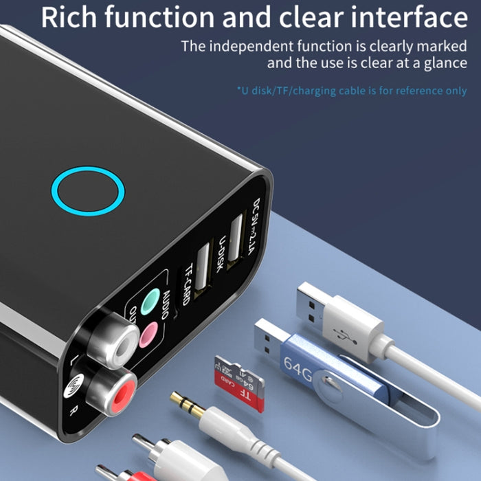 K16 2 en 1 3,5 mm AUX + RAC Receptor y transmisor de audio Bluetooth 5.0 enchufable de salida dual con control remoto, enchufe de la UE