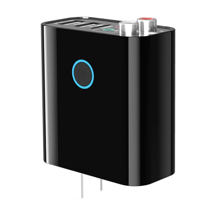 K16 2 en 1 3,5 mm AUX + RAC Receptor y transmisor de audio Bluetooth 5.0 enchufable de salida dual con control remoto, enchufe CN