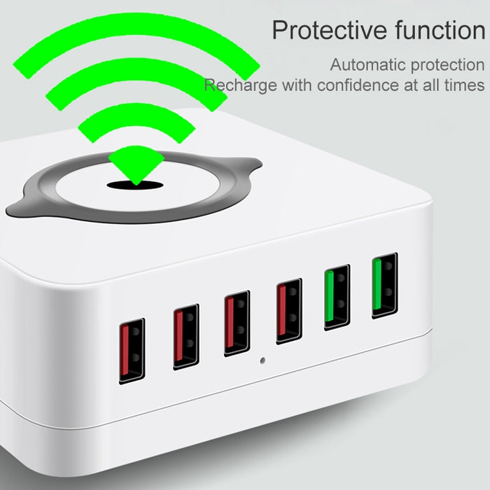 E6 7 en 1 Estación de carga inalámbrica multifunción Soporte de soporte de enchufe inteligente USB