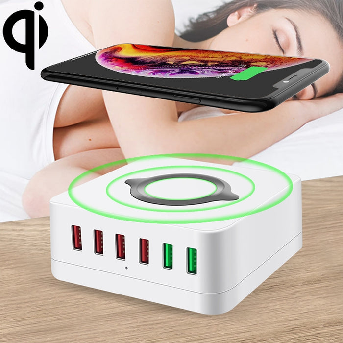 E6 7 en 1 Estación de carga inalámbrica multifunción Soporte de soporte de enchufe inteligente USB