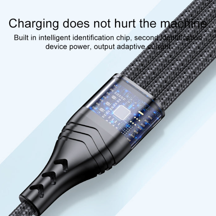 4 en 1 66W 6A USB a 8 pines + Micro USB + Cable de datos de carga rápida dual USB-C / Type-C, Longitud del cable: 1,2 m