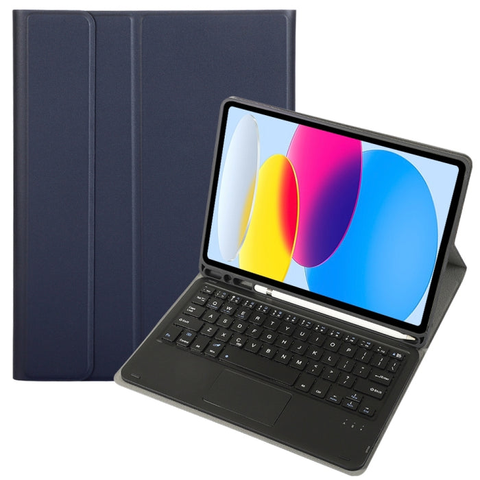 Funda de cuero para tableta con teclado táctil Bluetooth, textura de piel de cordero, con ranura para bolígrafo, para iPad 10.ª generación, 10,9, 2022, A10B-A