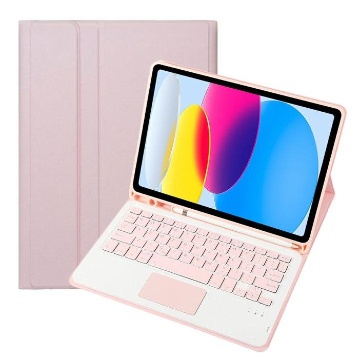 Funda de cuero para tableta con teclado táctil Bluetooth, textura de piel de cordero, con ranura para bolígrafo, para iPad 10.ª generación, 10,9, 2022, A10B-A