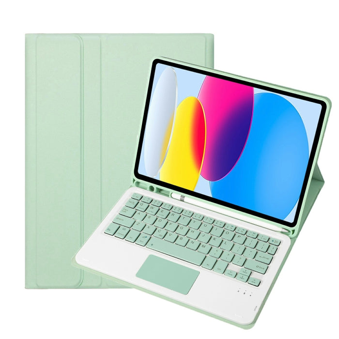 Funda de cuero para tableta con teclado táctil Bluetooth, textura de piel de cordero, con ranura para bolígrafo, para iPad 10.ª generación, 10,9, 2022, A10B-A