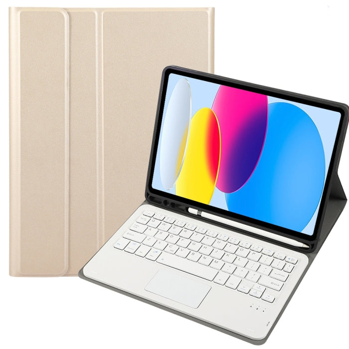 Funda de cuero para tableta con teclado táctil Bluetooth, textura de piel de cordero, con ranura para bolígrafo, para iPad 10.ª generación, 10,9, 2022, A10B-A