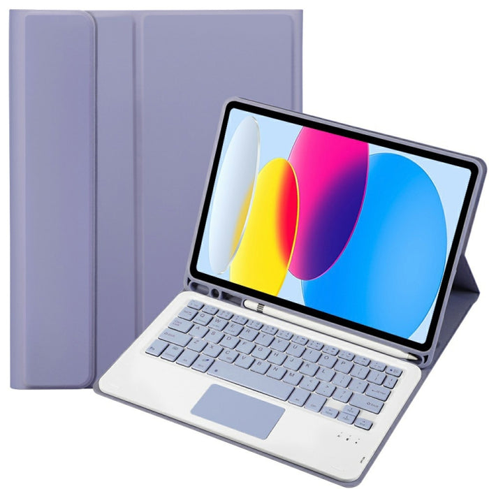 Funda de cuero para tableta con teclado táctil Bluetooth, textura de piel de cordero, con ranura para bolígrafo, para iPad 10.ª generación, 10,9, 2022, A10B-A