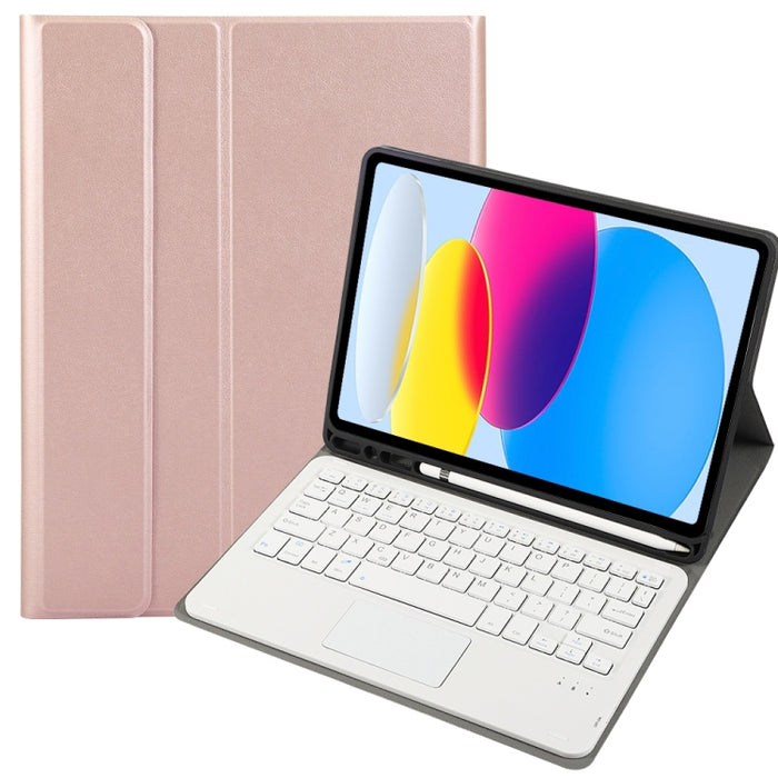 Funda de cuero para tableta con teclado táctil Bluetooth, textura de piel de cordero, con ranura para bolígrafo, para iPad 10.ª generación, 10,9, 2022, A10B-A