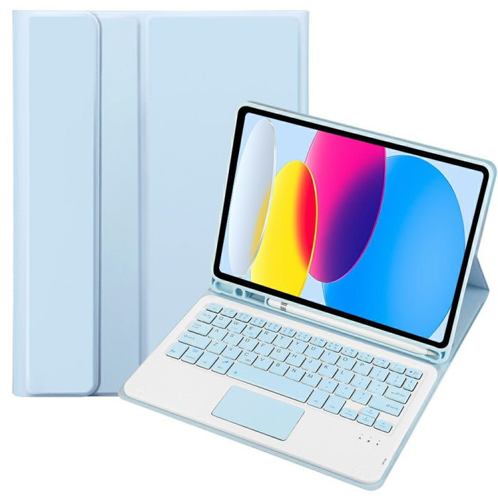 Funda de cuero para tableta con teclado táctil Bluetooth, textura de piel de cordero, con ranura para bolígrafo, para iPad 10.ª generación, 10,9, 2022, A10B-A