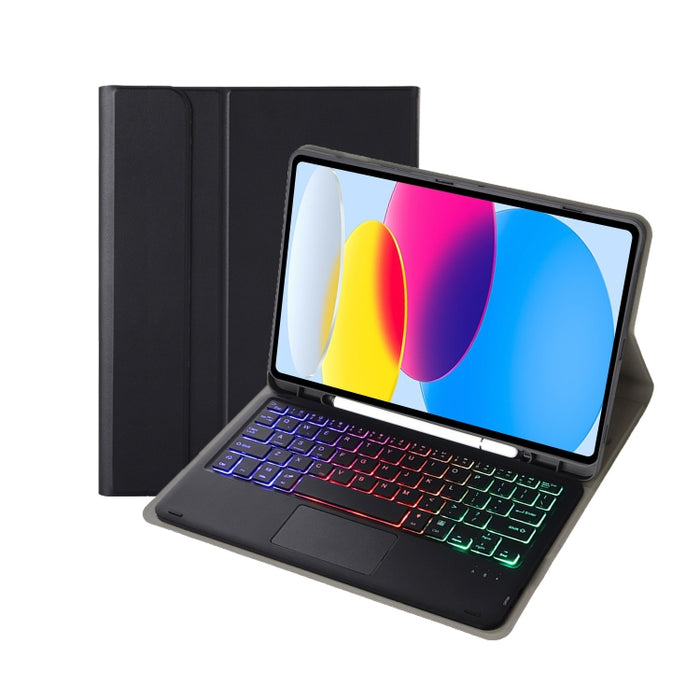 Funda de cuero para tableta con ranura para bolígrafo, textura de piel de cordero con retroiluminación, Bluetooth, teclado táctil, A10B-AS, 10.ª generación, 10,9, 2022