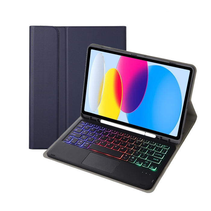 Funda de cuero para tableta con ranura para bolígrafo, textura de piel de cordero con retroiluminación, Bluetooth, teclado táctil, A10B-AS, 10.ª generación, 10,9, 2022