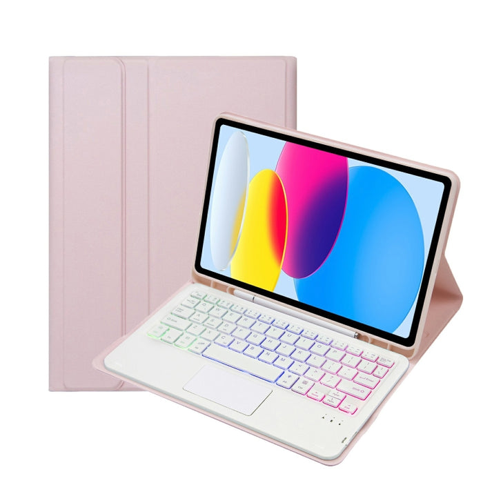 Funda de cuero para tableta con ranura para bolígrafo, textura de piel de cordero con retroiluminación, Bluetooth, teclado táctil, A10B-AS, 10.ª generación, 10,9, 2022