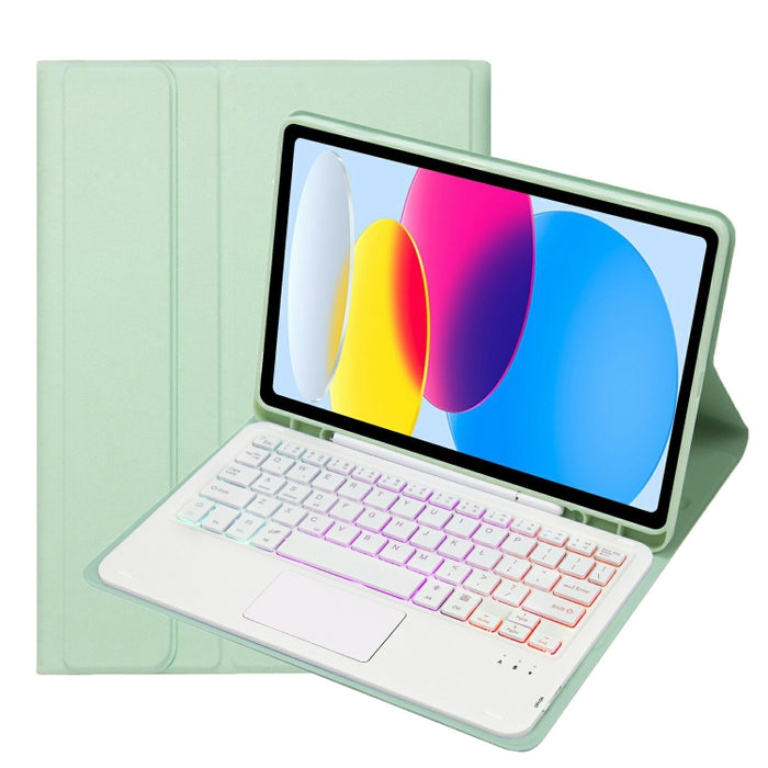 Funda de cuero para tableta con ranura para bolígrafo, textura de piel de cordero con retroiluminación, Bluetooth, teclado táctil, A10B-AS, 10.ª generación, 10,9, 2022