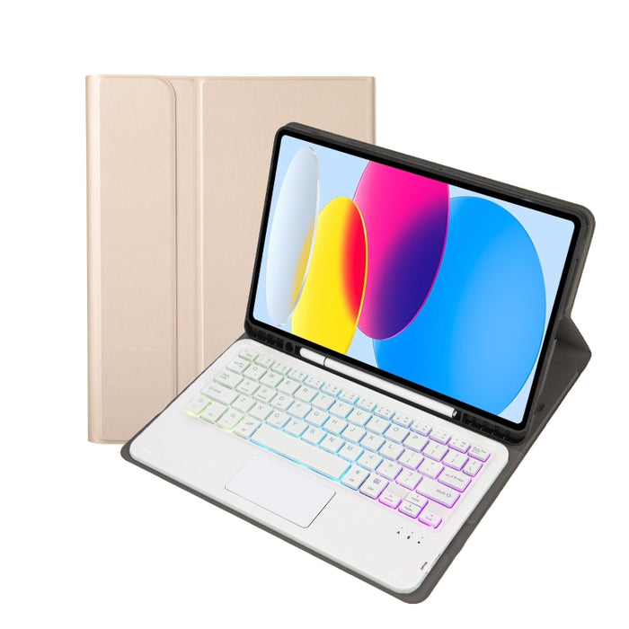 Funda de cuero para tableta con ranura para bolígrafo, textura de piel de cordero con retroiluminación, Bluetooth, teclado táctil, A10B-AS, 10.ª generación, 10,9, 2022