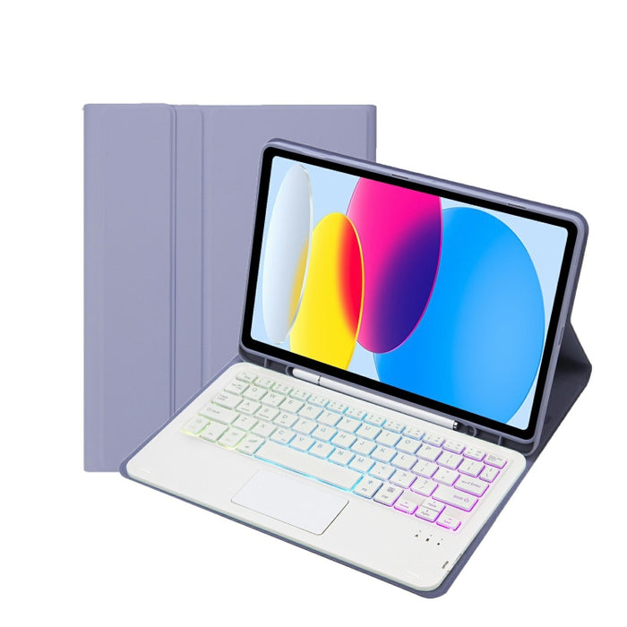 Funda de cuero para tableta con ranura para bolígrafo, textura de piel de cordero con retroiluminación, Bluetooth, teclado táctil, A10B-AS, 10.ª generación, 10,9, 2022