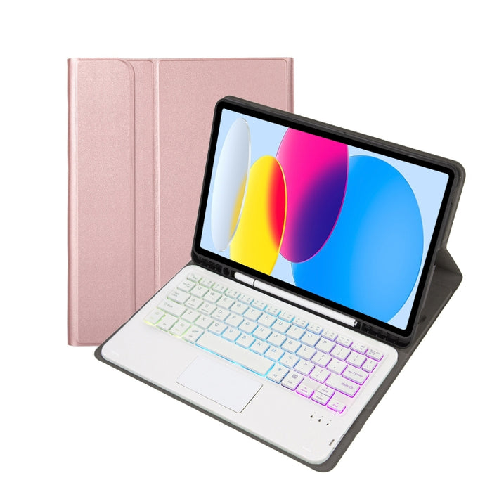 Funda de cuero para tableta con ranura para bolígrafo, textura de piel de cordero con retroiluminación, Bluetooth, teclado táctil, A10B-AS, 10.ª generación, 10,9, 2022