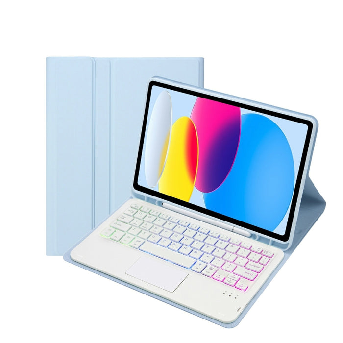 Funda de cuero para tableta con ranura para bolígrafo, textura de piel de cordero con retroiluminación, Bluetooth, teclado táctil, A10B-AS, 10.ª generación, 10,9, 2022