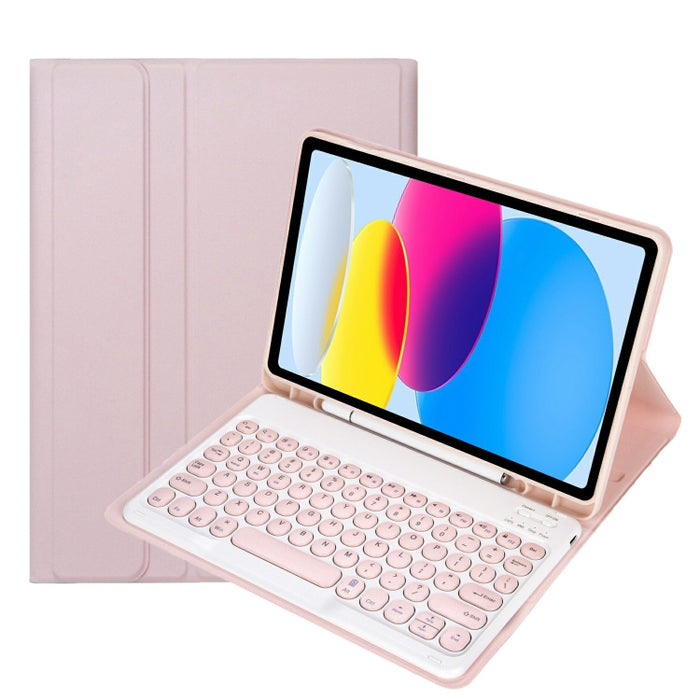 Para iPad 10.a generación 10.9 2022 YA10B Textura de piel de cordero Teclado Bluetooth Funda de cuero para tableta con ranura para bolígrafo