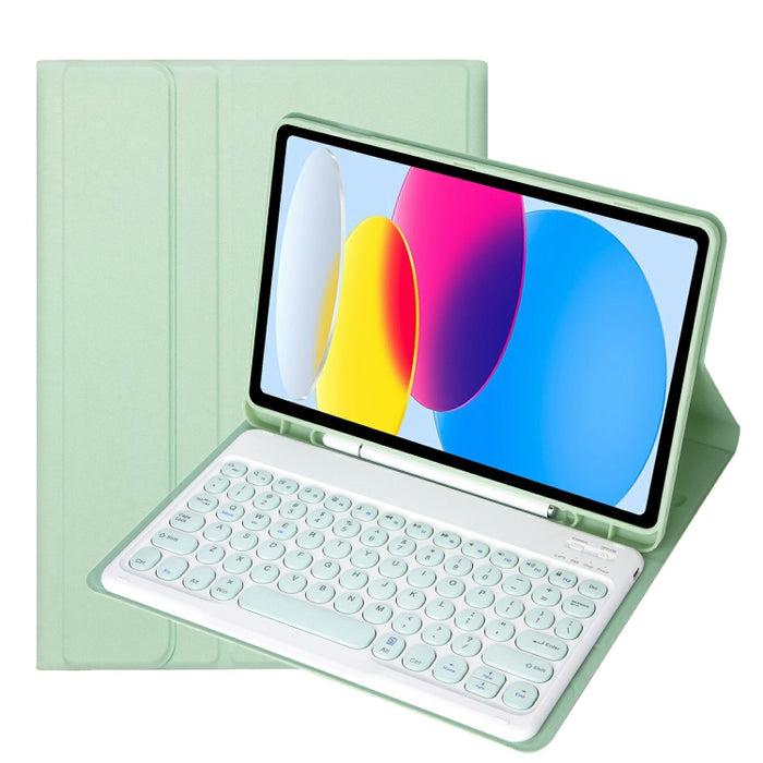 Para iPad 10.a generación 10.9 2022 YA10B Textura de piel de cordero Teclado Bluetooth Funda de cuero para tableta con ranura para bolígrafo