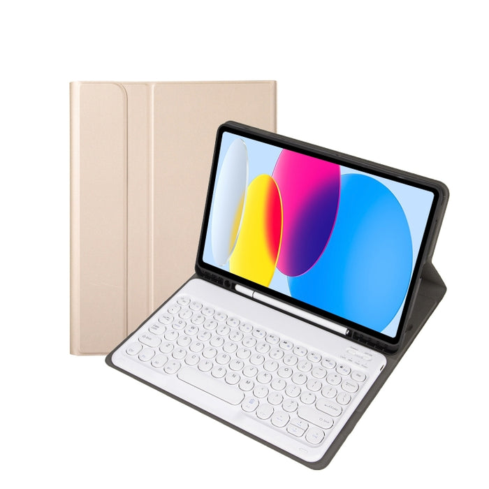 Para iPad 10.a generación 10.9 2022 YA10B Textura de piel de cordero Teclado Bluetooth Funda de cuero para tableta con ranura para bolígrafo