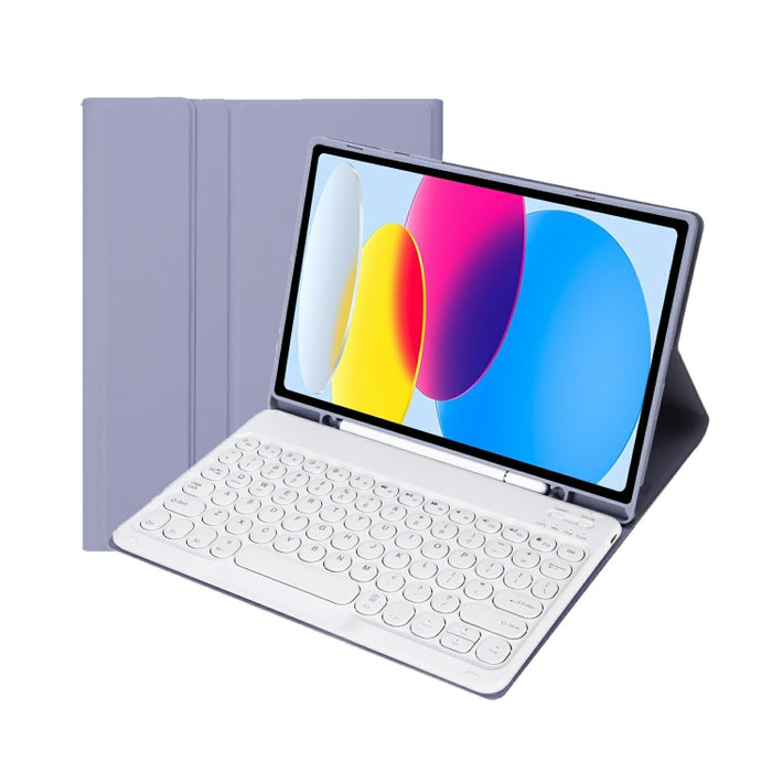 Para iPad 10.a generación 10.9 2022 YA10B Textura de piel de cordero Teclado Bluetooth Funda de cuero para tableta con ranura para bolígrafo