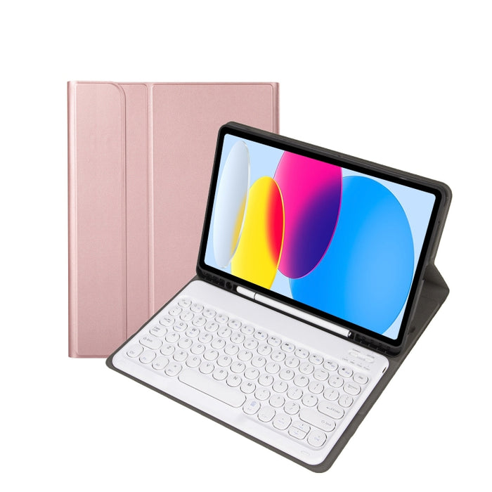 Para iPad 10.a generación 10.9 2022 YA10B Textura de piel de cordero Teclado Bluetooth Funda de cuero para tableta con ranura para bolígrafo