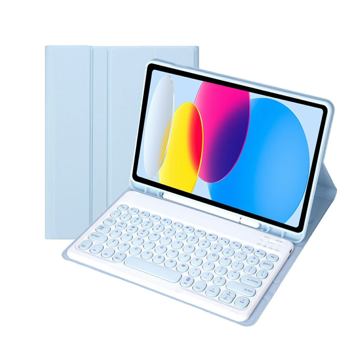 Para iPad 10.a generación 10.9 2022 YA10B Textura de piel de cordero Teclado Bluetooth Funda de cuero para tableta con ranura para bolígrafo