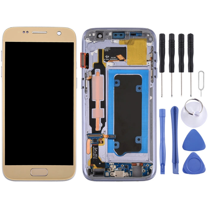 Pantalla LCD y digitalizador de montaje completo con marco para Galaxy S7 / G930V