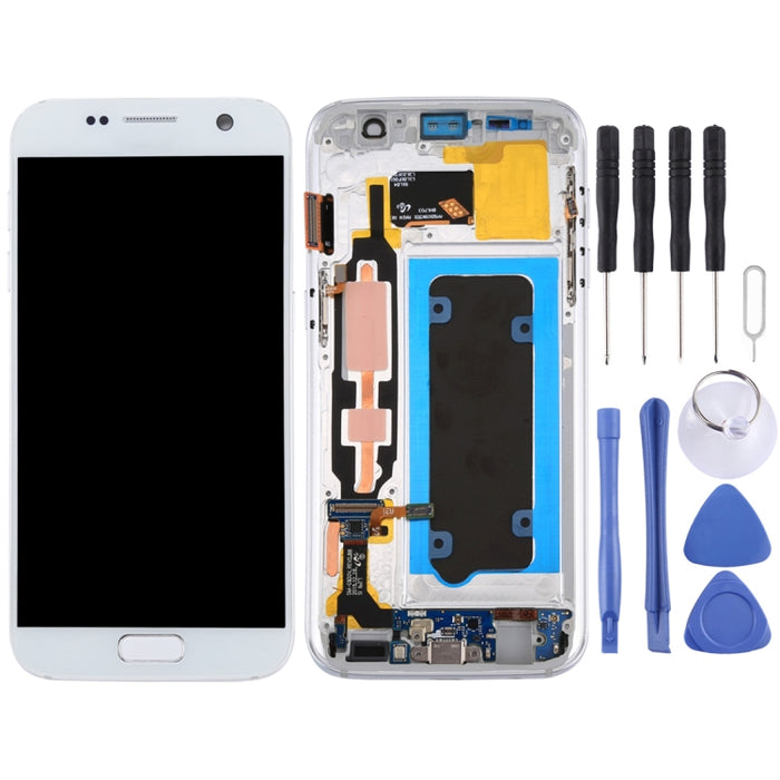 Pantalla LCD y digitalizador de montaje completo con marco para Galaxy S7 / G930V