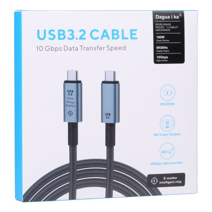 Cable de vídeo USB-C/Type-C de 10 Gbps 8K a USB-C/Type-C compatible con USB 3.2, longitud: 1 m